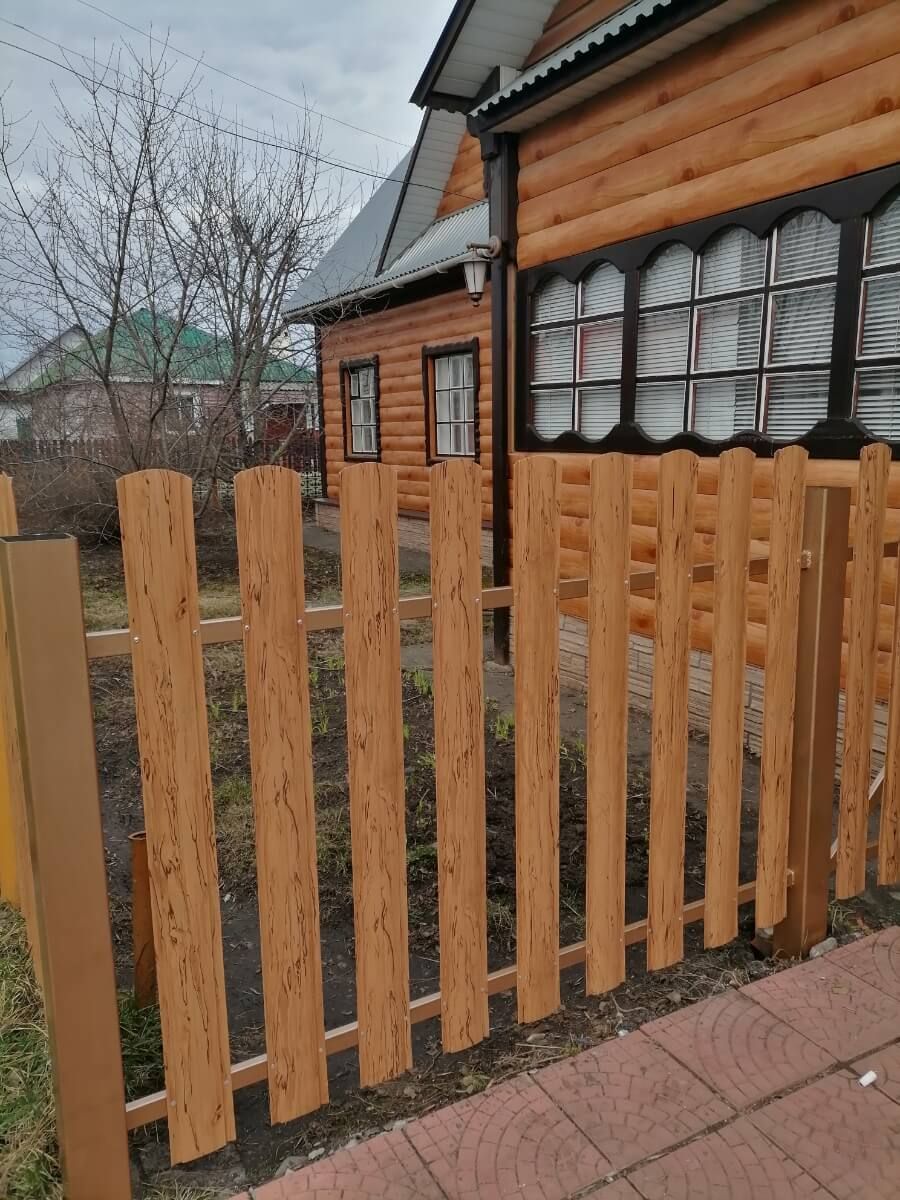 Забор из металлического штакетника 19м Кипарис 2xPrintech двусторонний в Владивостоке
